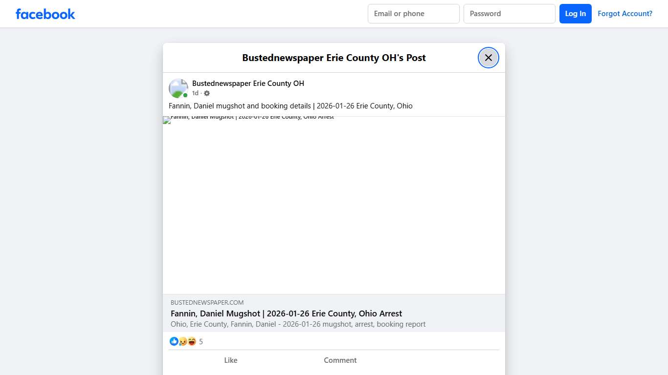 Fannin, Daniel mugshot... - Bustednewspaper Erie County OH Facebook