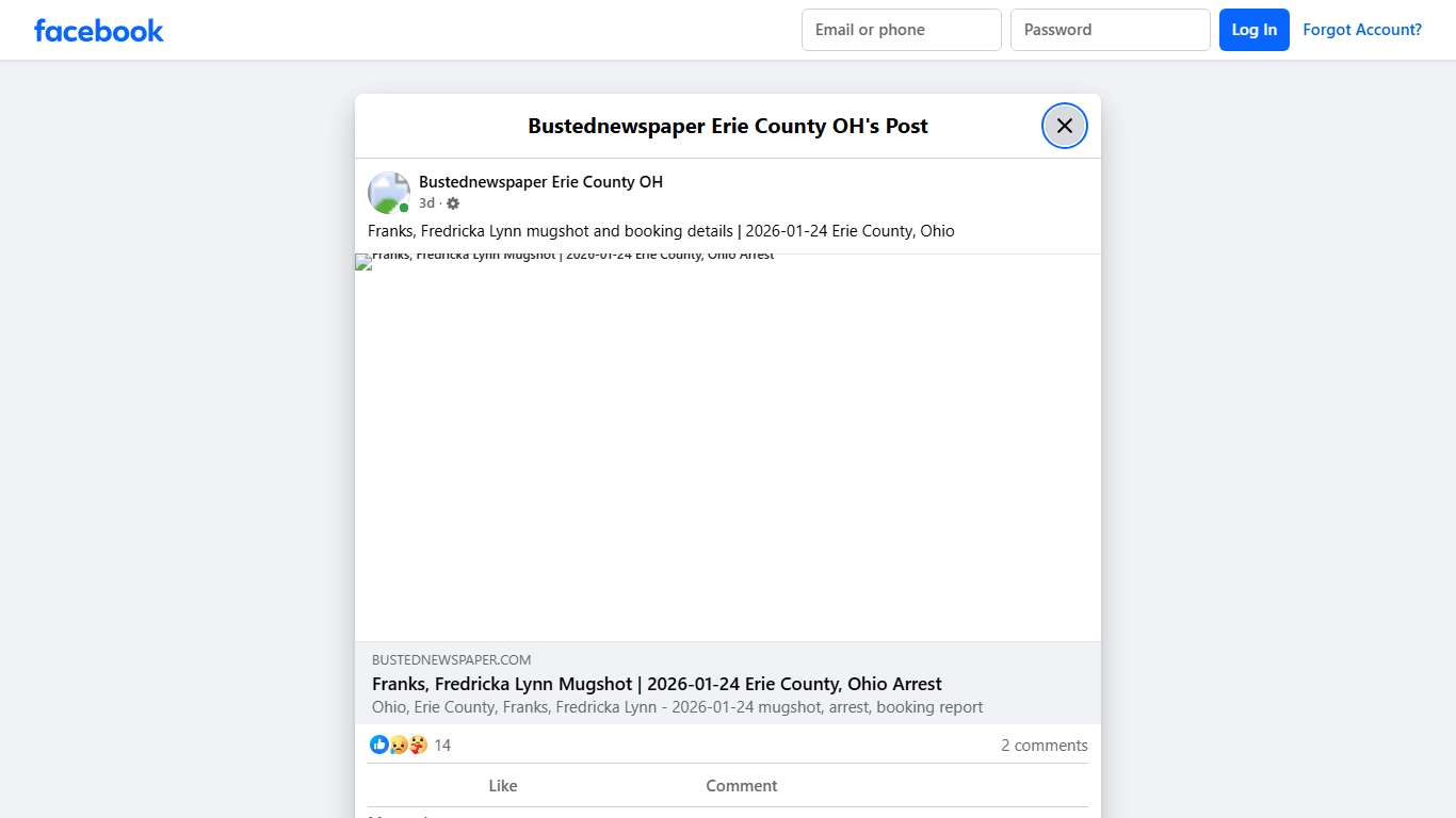 Franks, Fredricka Lynn... - Bustednewspaper Erie County OH Facebook